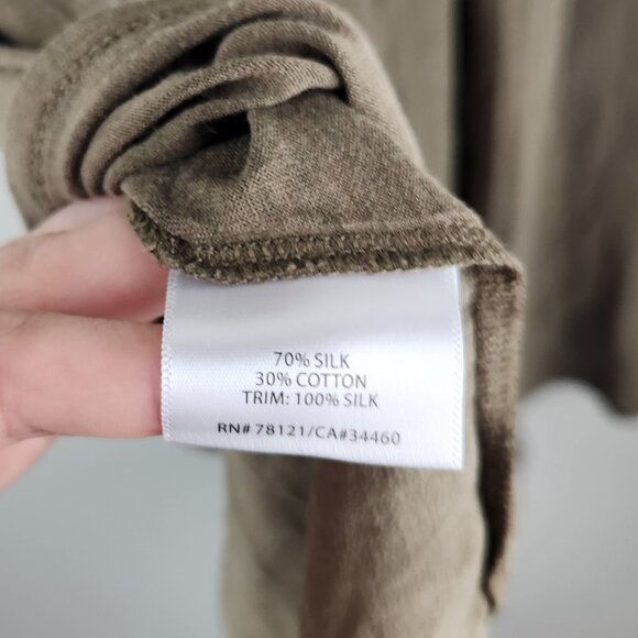 Eileen Fisher Silk Cotton High Low Tank Top Army Green sz L flawed - Picture 7 of 10